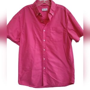 Saturdays NYC Hot Pink Short Sleeve Button Front Barbie Ken Shirt L